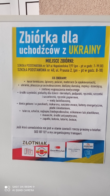 Zbiórka dla uchodźców z Ukrainy